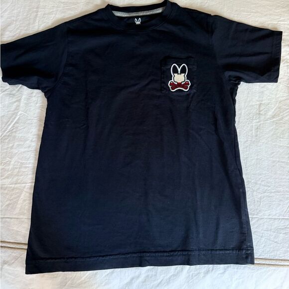 Psycho Bunny Boys Classic Crewneck Short Sleeve Tee Shirt in Navy Blue. Size L. - Picture 2 of 5